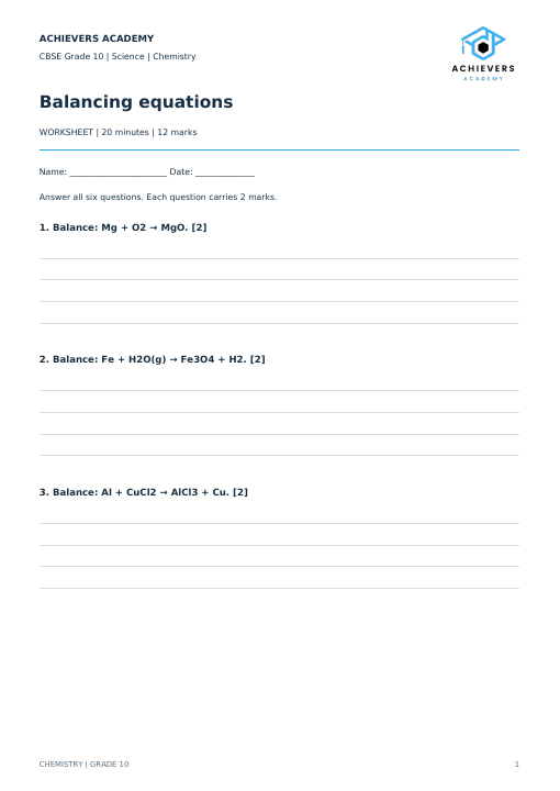 First page of Balancing equations